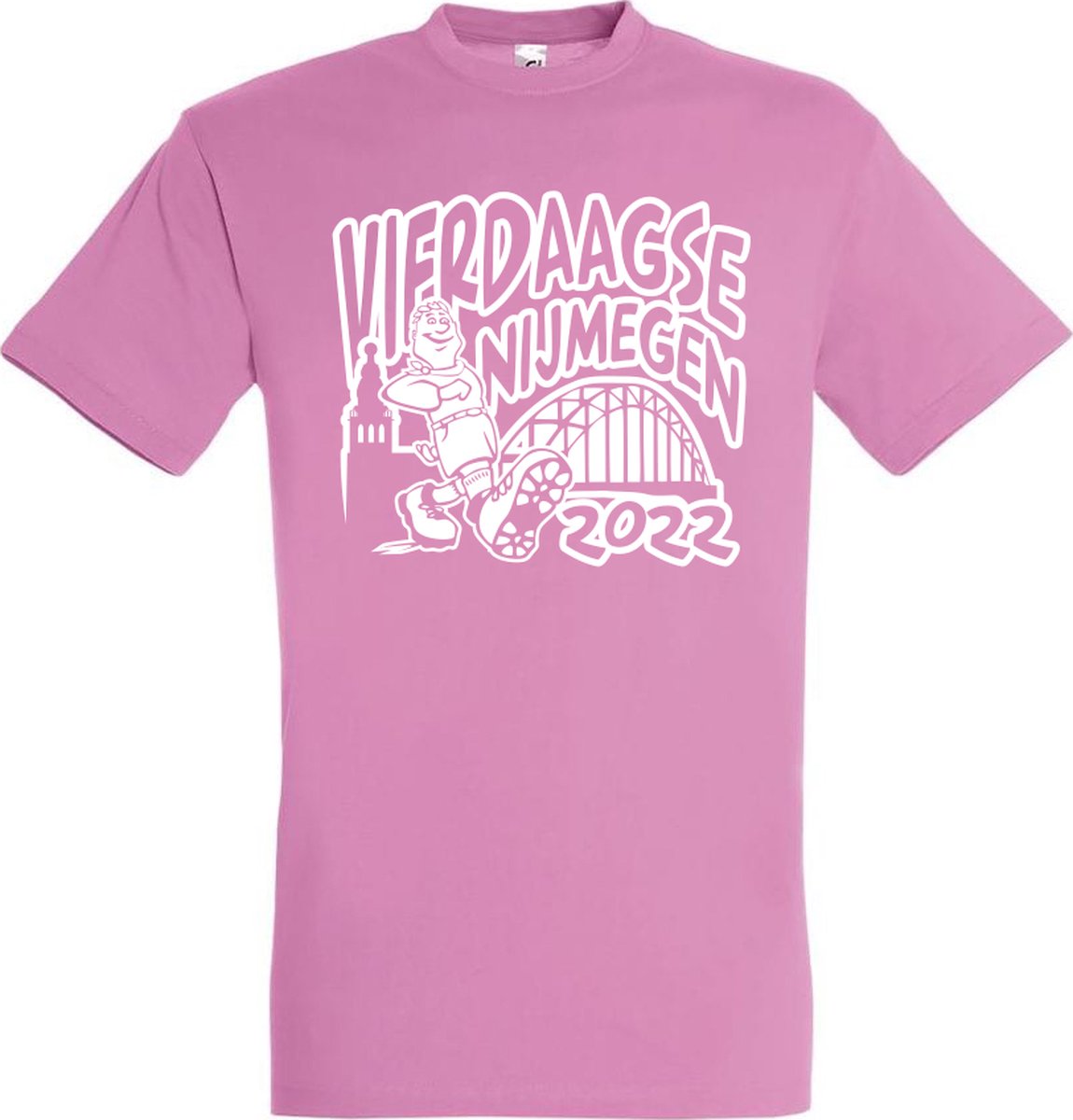 T-shirt FunnyShirt De Vierdaagse |Wandelvierdaagse | Vierdaagse Nijmegen | Roze woensdag | Roze | maat M